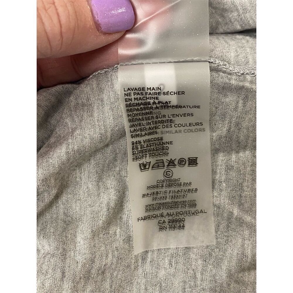 Majestic Filatures NWT Women's V-Neck Drawstring Hoodie in Gray Size 2/Small - Picture 9 of 10
